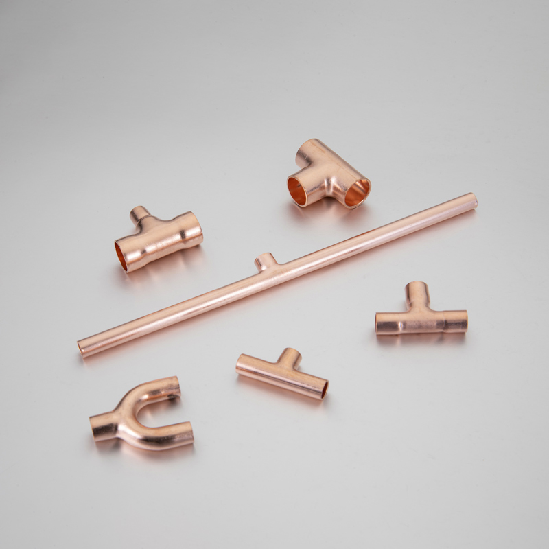 T-Type Tee Joint Air Conditioning Copper Three Way Pipe